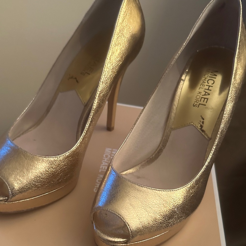Michael Kors Metallic Gold Platform Heels